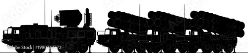 Mobile surface to air missile battery with radar and launcher vehicles