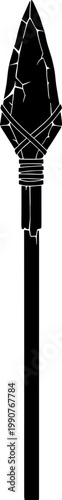 Ancient stone spear head with rope binding silhouette