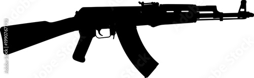 Assault rifle automatic weapon silhouette side view