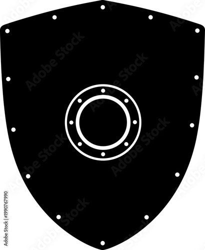 Medieval heater shield silhouette with center boss for historical reenactment design