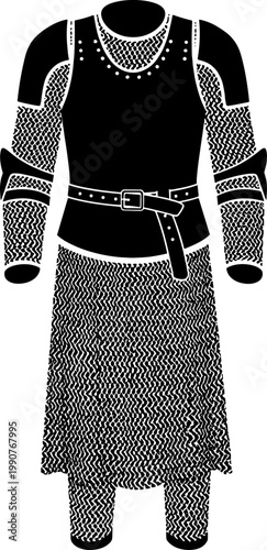 Medieval chainmail suit illustration representing knight armor and historical warfare
