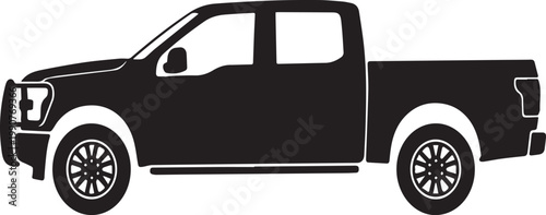 American Pickup Truck Silhouette Vector for Commercial Use