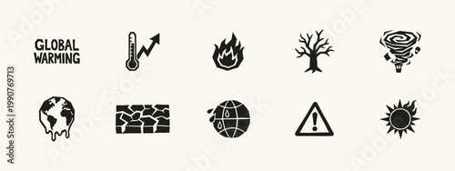 Global Warming and Climate Change Icon Set