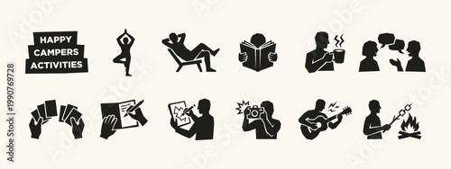 Leisure and Camping Activity Icons Set