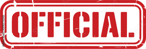 Bold official stamp with the word official in distressed red letters