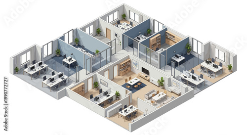 Modern office floor plan layout.
