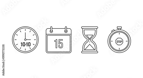 Time Management Concept Icons Lineup.