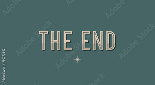 Cinematic Style "THE END" Text with Distressed Effect on Dark Green Background