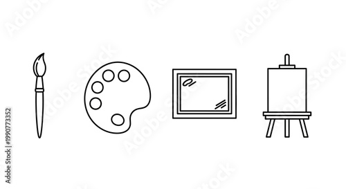 Painting tools and art supplies.