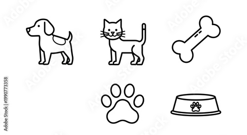 Pets and pet food icons.