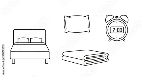 Bed with pillow and folded blanket.