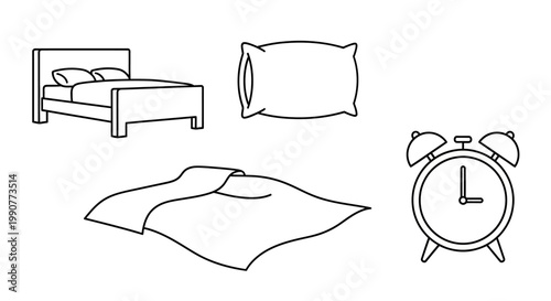 Bed with pillow and alarm clock.