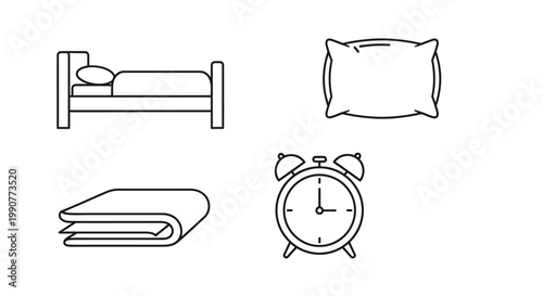 Bed and morning routine objects.