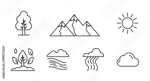 Weather and nature icons set.