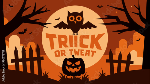 Halloween trick or treat jack o lantern with spooky carved face