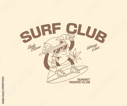 Photography Retro Summer Surfing T-shirt Design for Print