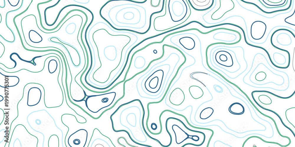 Naklejka premium Abstract Gradient Topographic Wave Background with Curved Paper Relief and Colorful Contour Lines. Vector Geographic Map Design.