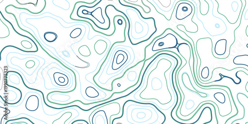 Abstract Gradient Topographic Wave Background with Curved Paper Relief and Colorful Contour Lines. Vector Geographic Map Design.