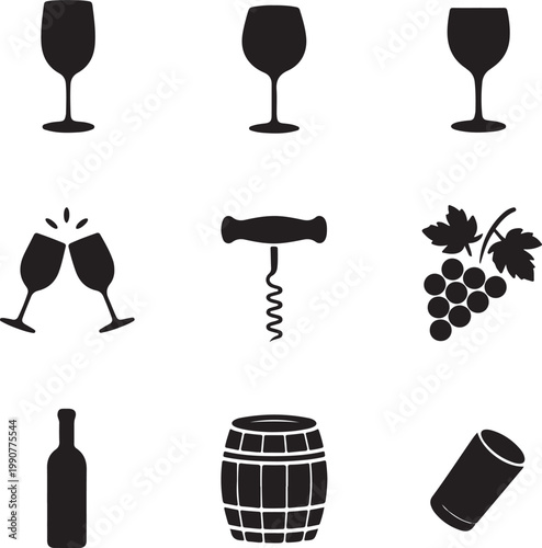 Iconic symbols associated with wine and wine-making process