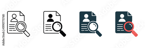 Resume screening icon set in line art and solid styles