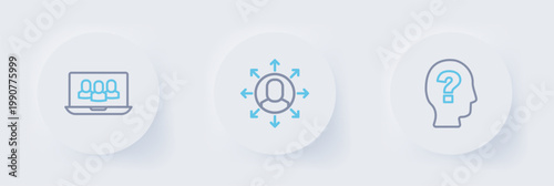 Set line Worker, Multitasking manager working and Project team base icon. Vector