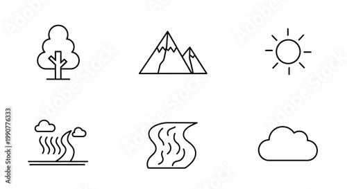 Weather forecast icons set line style.