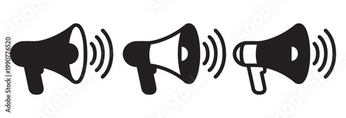 Modern loudspeaker graphic collection with vibrant colors ideal for announcements branding design.