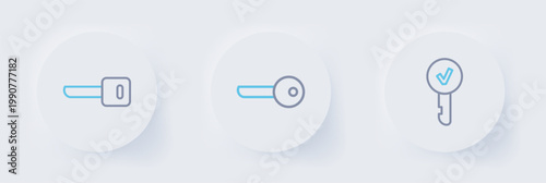 Set line Key, and icon. Vector