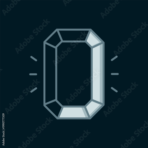 Line Diamond icon isolated on black background. Jewelry symbol. Gem stone. Flat filled outline style with shadow. Vector