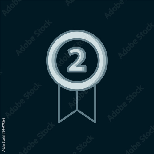 Line Medal icon isolated on black background. Winner achievement sign. Award medal. Flat filled outline style with shadow. Vector