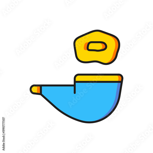 Color Smoking pipe with smoke icon isolated on white background. Tobacco pipe. Flat filled outline style with shadow. Vector