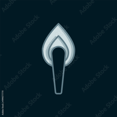 Line Torch flame icon isolated on black background. Symbol fire hot, flame power, flaming and heat. Flat filled outline style with shadow. Vector