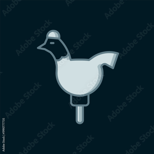 Line Candy cockerel lollipop on a stick icon isolated on black background. Flat filled outline style with shadow. Vector