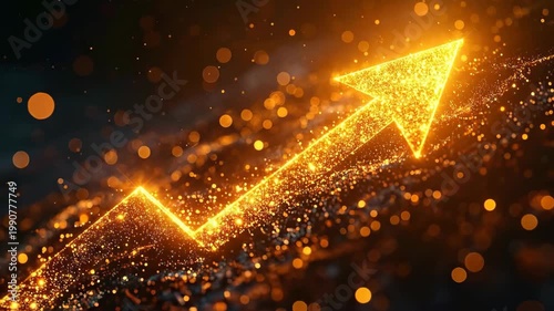 Dynamic Bright Arrow Upward Sign Representing Growth and Progress in Business and Technology.