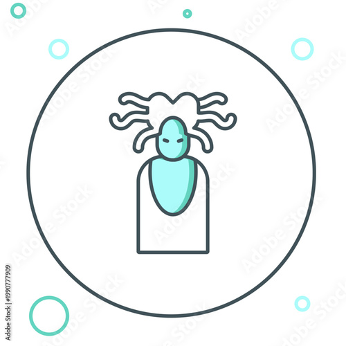 Line Medusa Gorgon head with snakes greek icon isolated on white background. Colorful outline concept. Vector