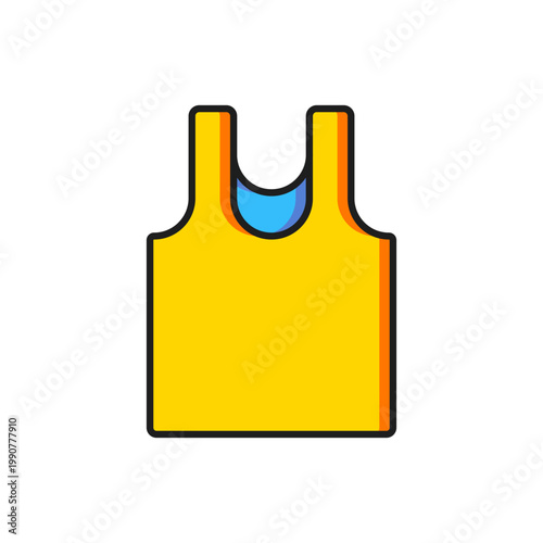 Color Sleeveless T-shirt icon isolated on white background. Flat filled outline style with shadow. Vector