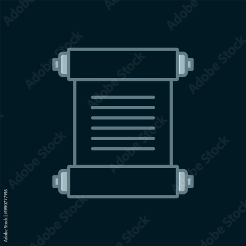 Line Decree, paper, parchment, scroll icon icon isolated on black background. Flat filled outline style with shadow. Vector