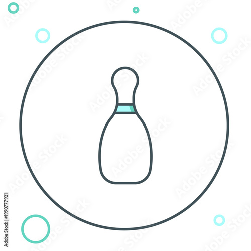 Line Bowling pin icon isolated on white background. Colorful outline concept. Vector