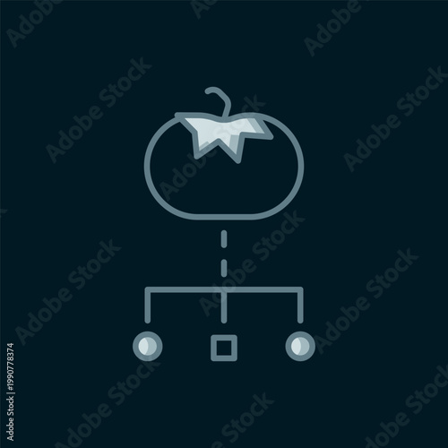 Line Genetically modified food icon isolated on black background. GMO fruit. Flat filled outline style with shadow. Vector