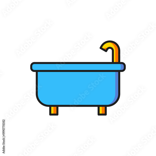 Color Bathtub icon isolated on white background. Flat filled outline style with shadow. Vector