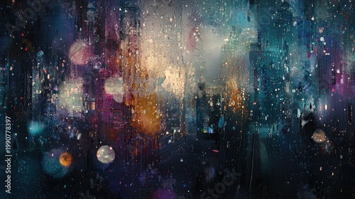 Abstract city night scene artwork