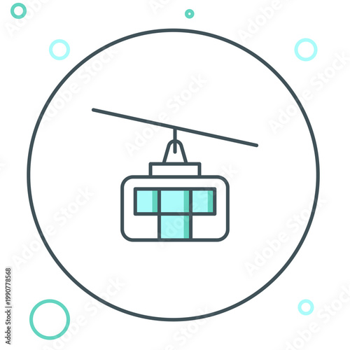 Line Cable car icon isolated on white background. Funicular sign. Colorful outline concept. Vector