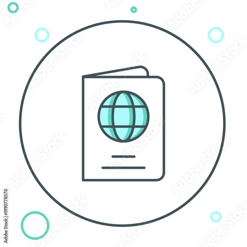 Line Passport with biometric data icon isolated on white background. Identification Document. Colorful outline concept. Vector