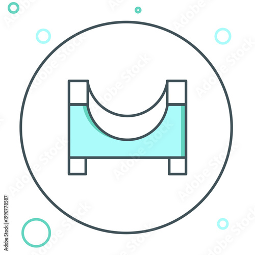 Line Skate park icon isolated on white background. Set of ramp, roller, stairs for a skatepark. Extreme sport. Colorful outline concept. Vector