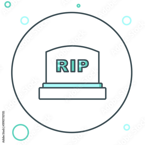 Line Tombstone with RIP written on it icon isolated on white background. Grave icon. Colorful outline concept. Vector
