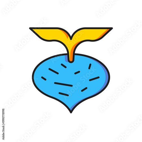 Color Fresh beet with leaf icon isolated on white background. Natural Root. Vegetable Ingredient for food. Flat filled outline style with shadow. Vector