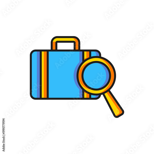 Color Airline service of finding lost baggage icon isolated on white background. Search luggage. Flat filled outline style with shadow. Vector
