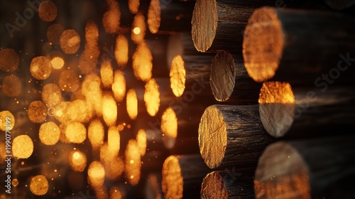 Abstract wooden texture with bokeh lights