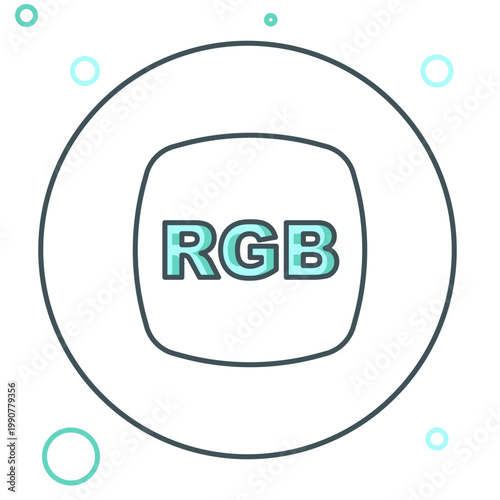 Line Speech bubble with RGB and CMYK color mixing icon isolated on white background. Colorful outline concept. Vector