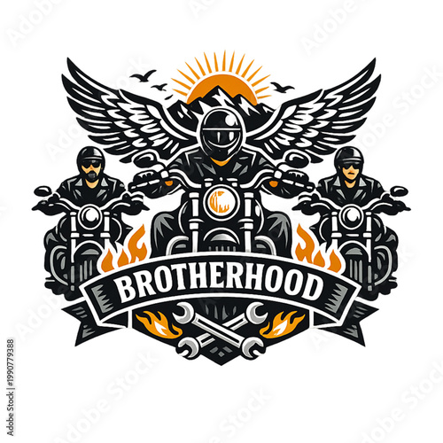 Bild auf Leinwand brotherhood on wheels, biker brotherhood, motorcycle club lifestyle, riders unit